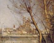 让 巴蒂斯特 卡米耶 柯罗 : Nantes - the Cathedral and the City Seen throuth the Trees